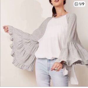 Free People Gray and White Knit Top